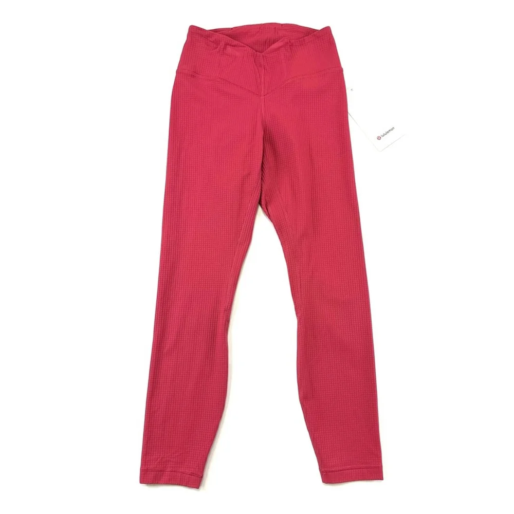 Lululemon NWT V Waist Yoga Tight 25 inch Grid Texture Vintage Rose Size 4